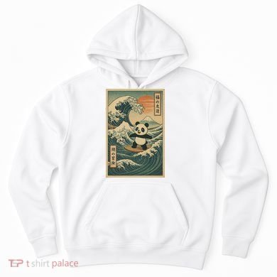 Surf’s Up Panda Retro Japanese Wave Adventure Ukiyo-e  Hoodie