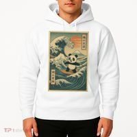 Surf’s Up Panda Retro Japanese Wave Adventure Ukiyo-e  Hoodie thumb 2