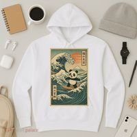 Surf’s Up Panda Retro Japanese Wave Adventure Ukiyo-e  Hoodie thumb 3