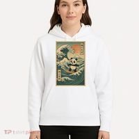Surf’s Up Panda Retro Japanese Wave Adventure Ukiyo-e  Hoodie thumb 5