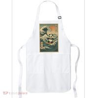 Surf’s Up Panda Retro Japanese Wave Adventure Ukiyo-e  Apron thumb 0