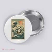 Surf’s Up Panda Retro Japanese Wave Adventure Ukiyo-e  Button thumb 0