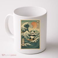 Surf’s Up Panda Retro Japanese Wave Adventure Ukiyo-e  Coffee Mug thumb 0