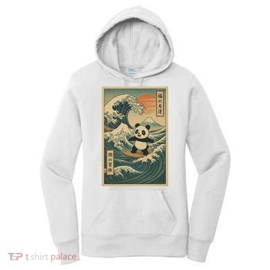 Surf’s Up Panda Retro Japanese Wave Adventure Ukiyo-e  Women's Hoodie