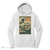 Surf’s Up Panda Retro Japanese Wave Adventure Ukiyo-e  Women's Hoodie thumb 0