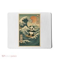 Surf’s Up Panda Retro Japanese Wave Adventure Ukiyo-e  Mousepad thumb 0