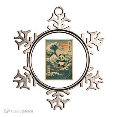 Surf’s Up Panda Retro Japanese Wave Adventure Ukiyo-e  Ornament