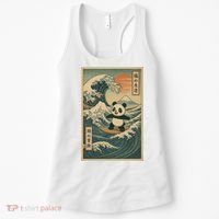 Surf’s Up Panda Retro Japanese Wave Adventure Ukiyo-e  Women's Tank Top thumb 0
