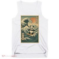 Surf’s Up Panda Retro Japanese Wave Adventure Ukiyo-e  Tank Top thumb 0