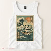 Surf’s Up Panda Retro Japanese Wave Adventure Ukiyo-e  Tank Top thumb 2