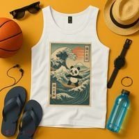 Surf’s Up Panda Retro Japanese Wave Adventure Ukiyo-e  Tank Top thumb 4