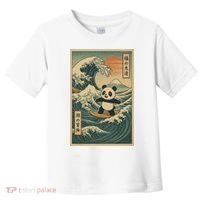 Surf’s Up Panda Retro Japanese Wave Adventure Ukiyo-e  Toddler T-Shirt thumb 0