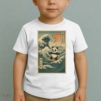 Surf’s Up Panda Retro Japanese Wave Adventure Ukiyo-e  Toddler T-Shirt thumb 2