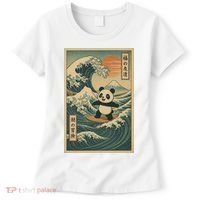 Surf’s Up Panda Retro Japanese Wave Adventure Ukiyo-e  Women's T-Shirt thumb 0