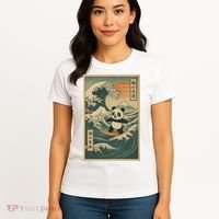 Surf’s Up Panda Retro Japanese Wave Adventure Ukiyo-e  Women's T-Shirt thumb 4
