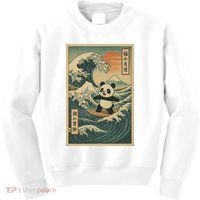Surf’s Up Panda Retro Japanese Wave Adventure Ukiyo-e  Kids Sweatshirt thumb 0