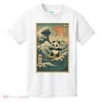 Surf’s Up Panda Retro Japanese Wave Adventure Ukiyo-e  Kids T-Shirt thumb 0