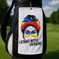 Support Ukraine Pride I Stand With Ukraine Flag Gift Golf Towel thumb 2