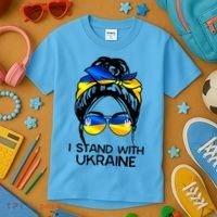 Support Ukraine Pride I Stand With Ukraine Flag Gift Kids T-Shirt thumb 3