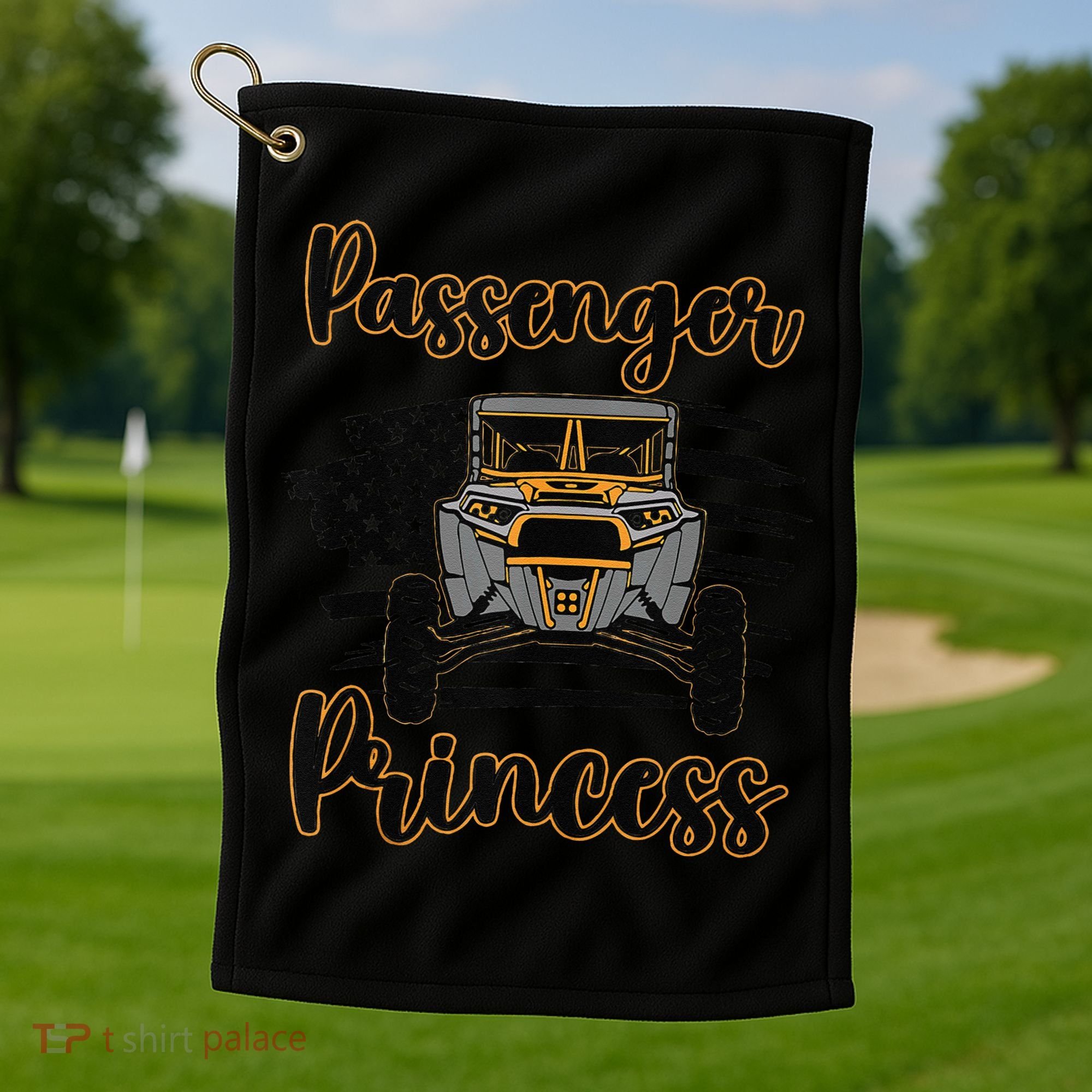 Sxs Utv Passenger Princess Orange Flag Golf Towel