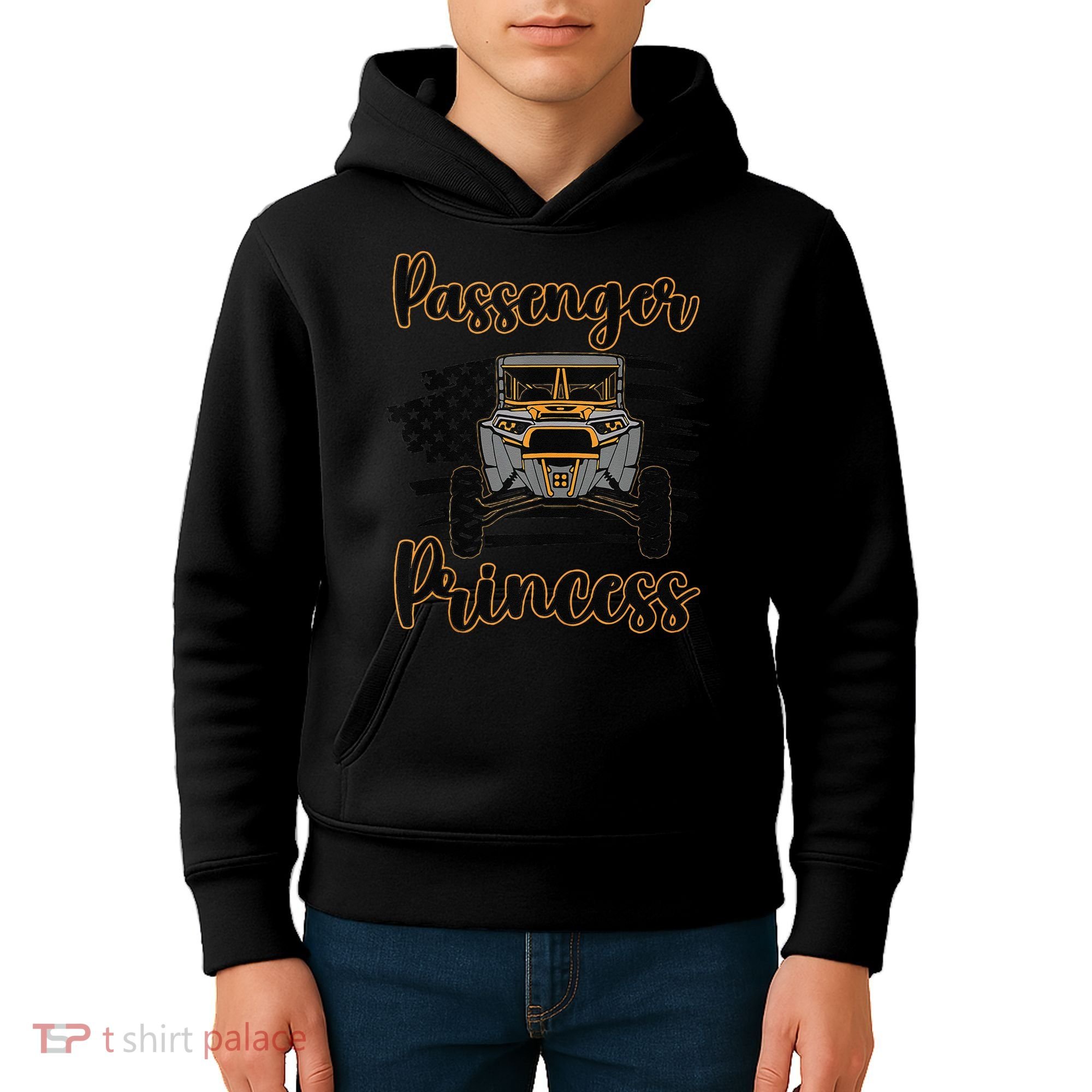 Sxs Utv Passenger Princess Orange Flag Kids Hoodie