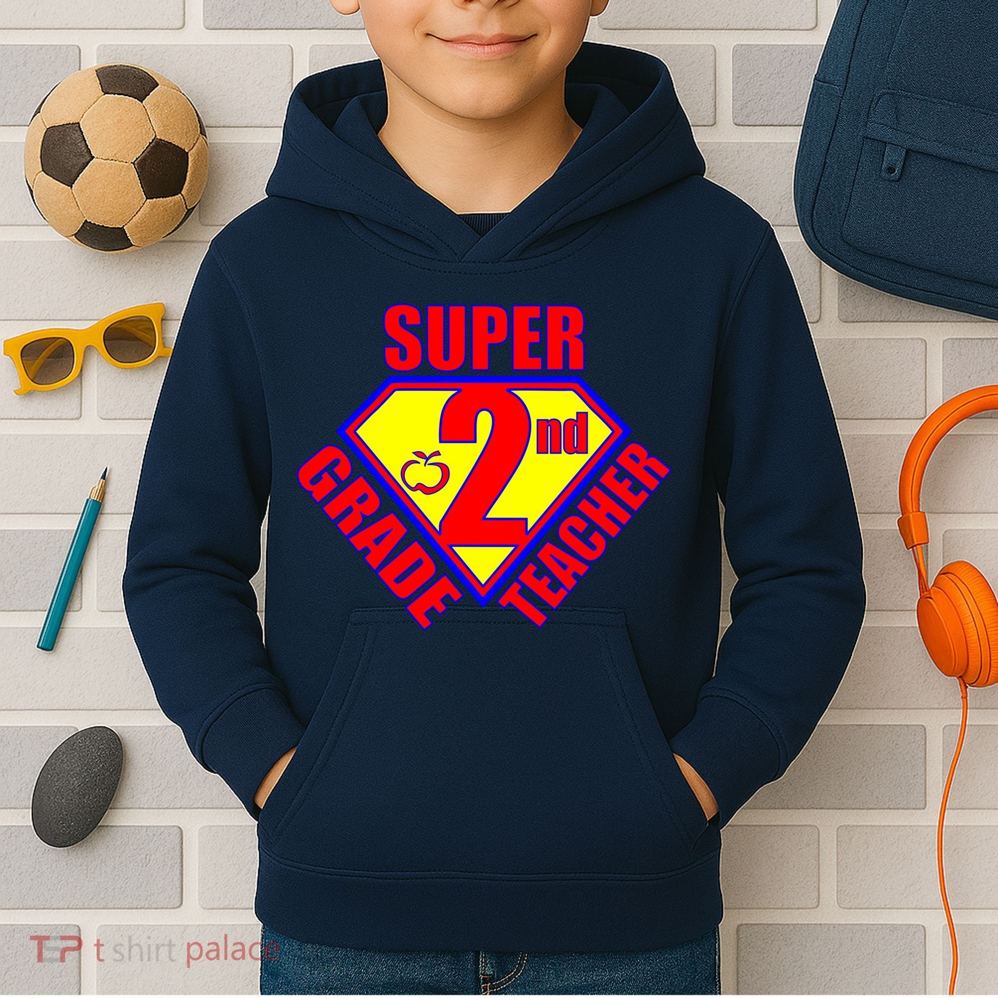 Super 2nd Grade Teacher Kids Hoodie