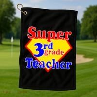 Super 3rd Grade Teacher Funny School Golf Towel thumb 1