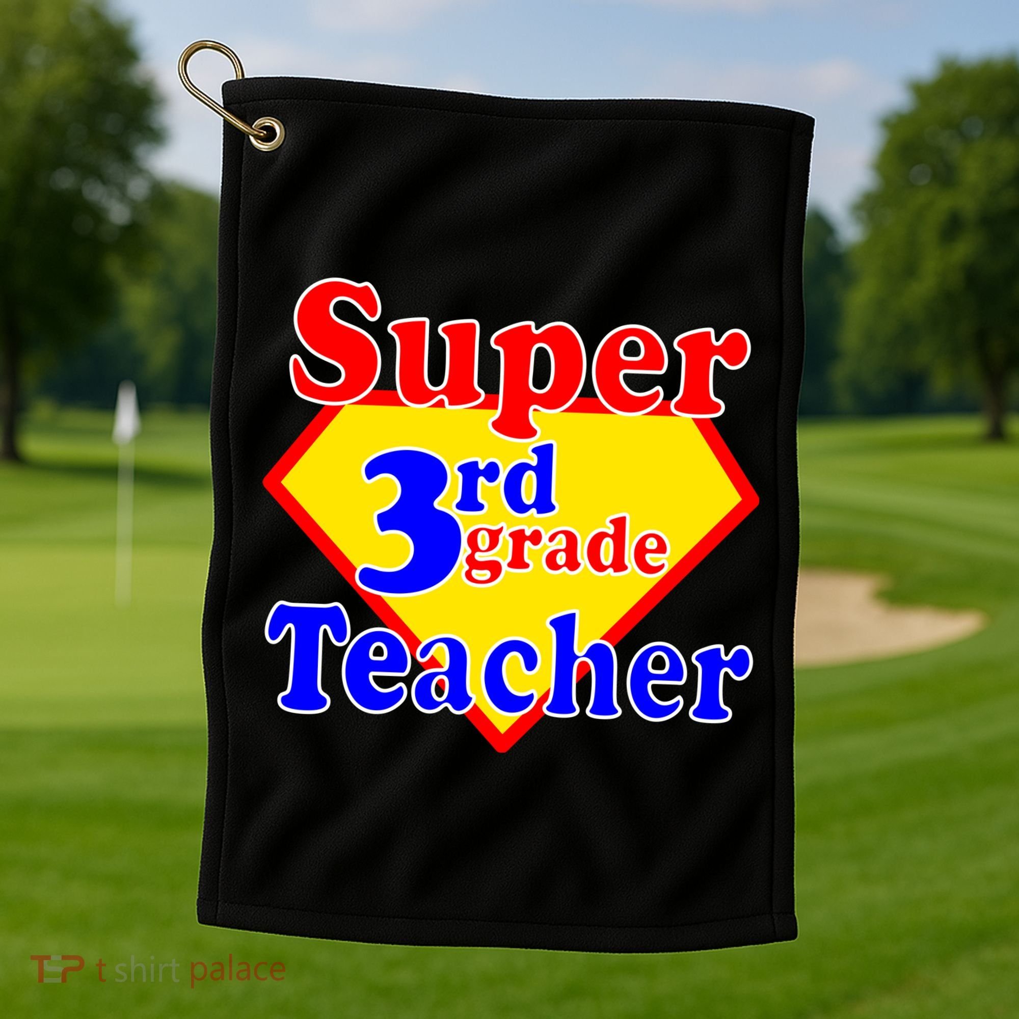 Super 3rd Grade Teacher Funny School Golf Towel