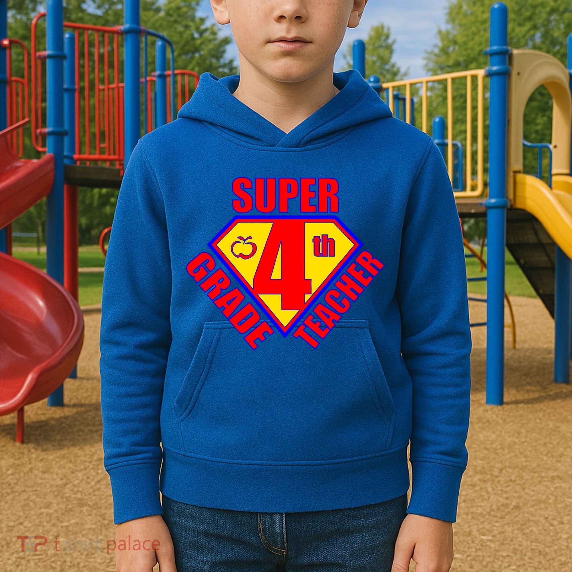 Super 4th Grade Teacher Kids Hoodie