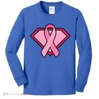 Super Breast Cancer Superhero Kids Long Sleeve Shirt thumb 0