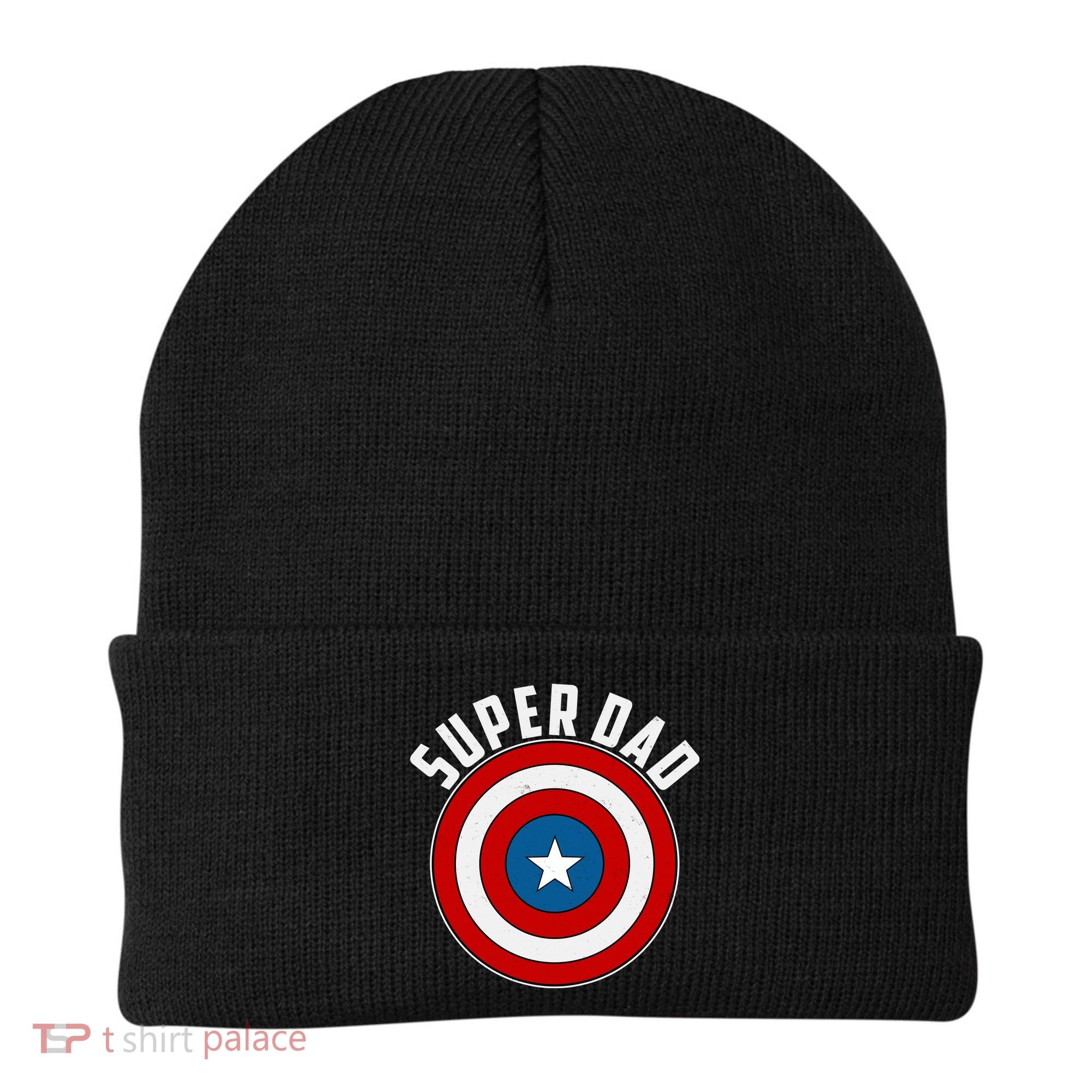 Super Dad Superhero Shield Father's Day Beanie