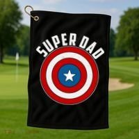 Super Dad Superhero Shield Father's Day Golf Towel thumb 1
