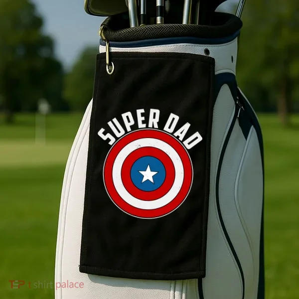Super Dad Superhero Shield Father's Day Golf Towel