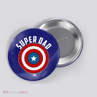 Super Dad Superhero Shield Father's Day Button