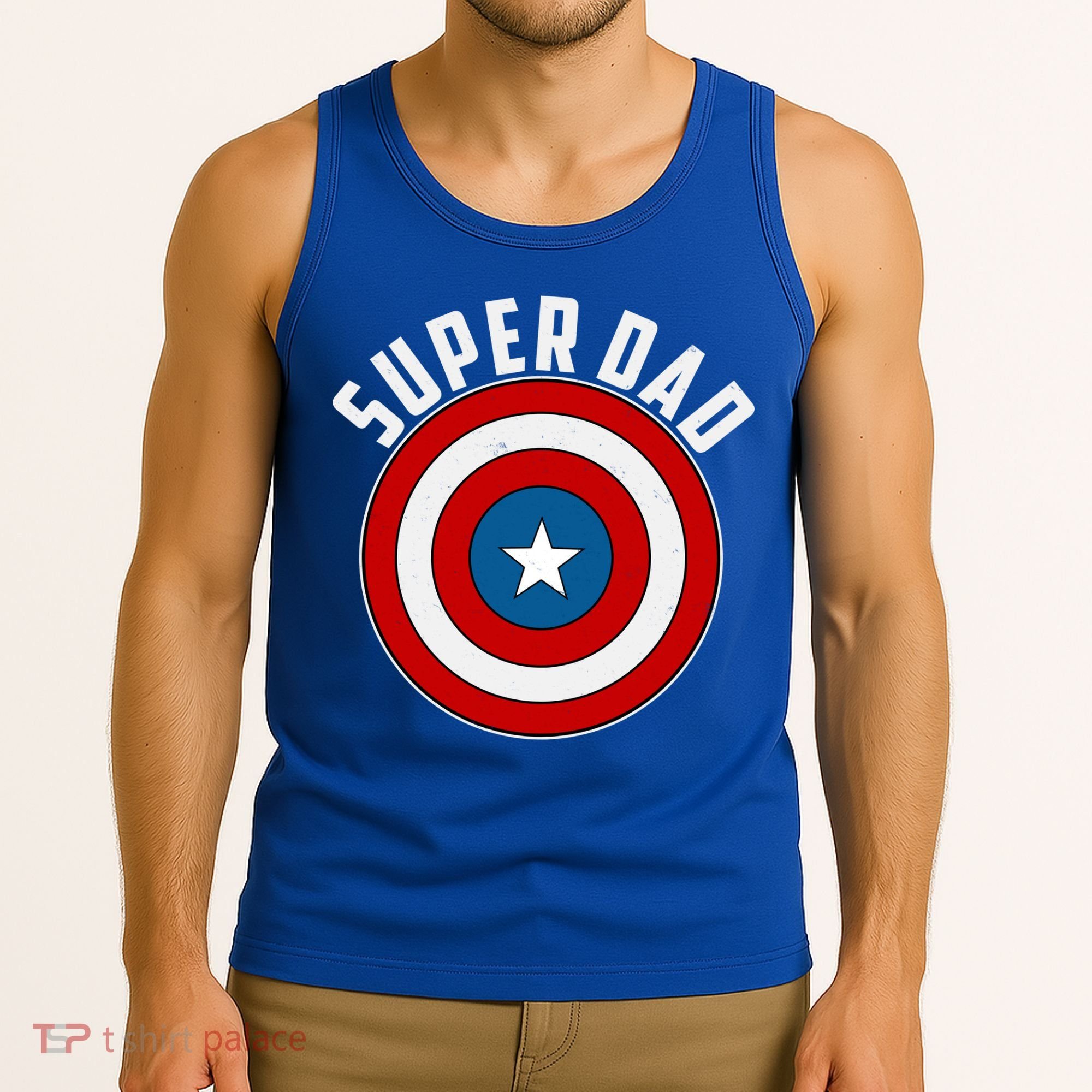 Super Dad Superhero Shield Father's Day Tank Top