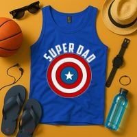 Super Dad Superhero Shield Father's Day Tank Top thumb 4