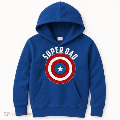 Super Dad Superhero Shield Father's Day Kids Hoodie