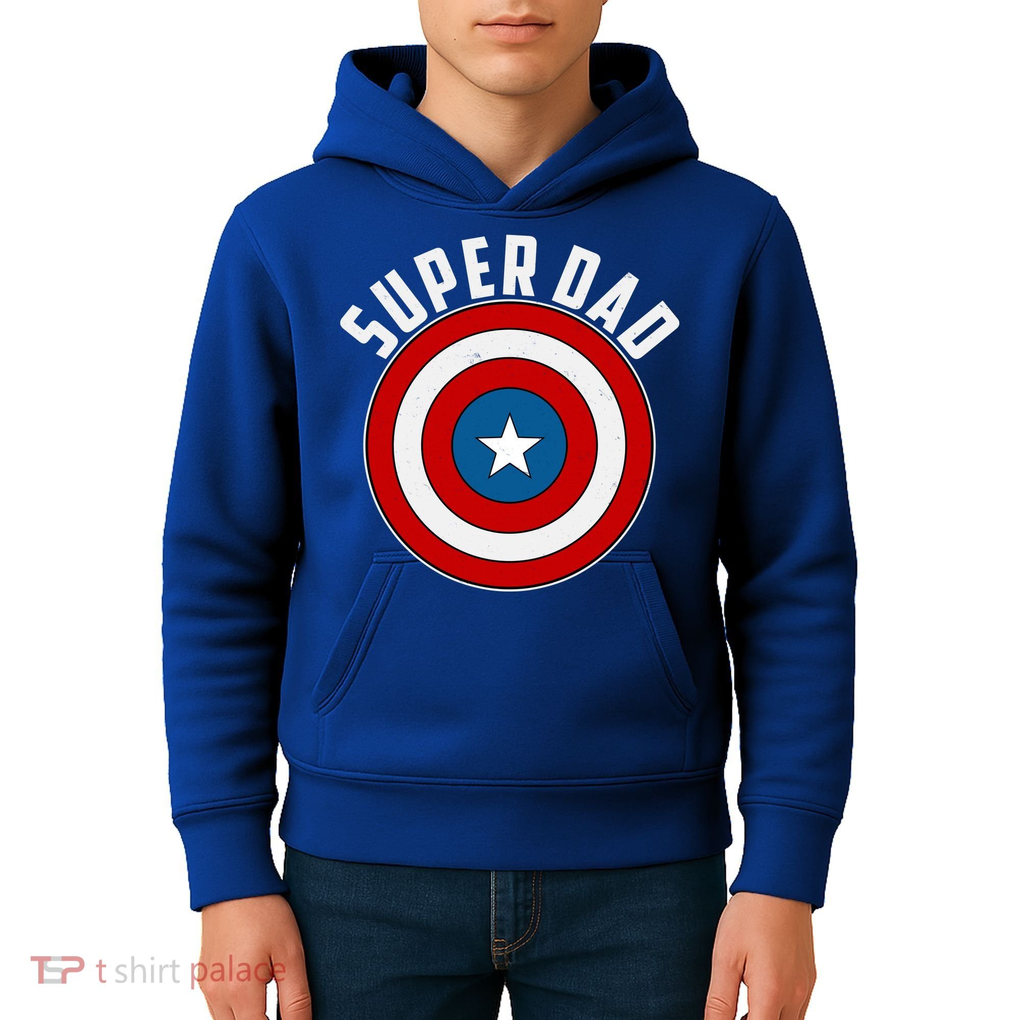Super Dad Superhero Shield Father's Day Kids Hoodie