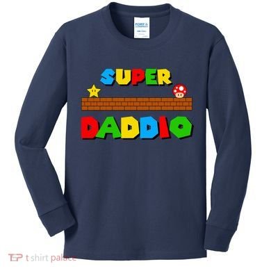 Super Daddio Retro Video Game Kids Long Sleeve Shirt
