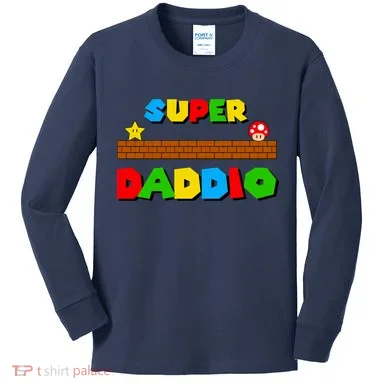 Super Daddio Retro Video Game Kids Long Sleeve Shirt