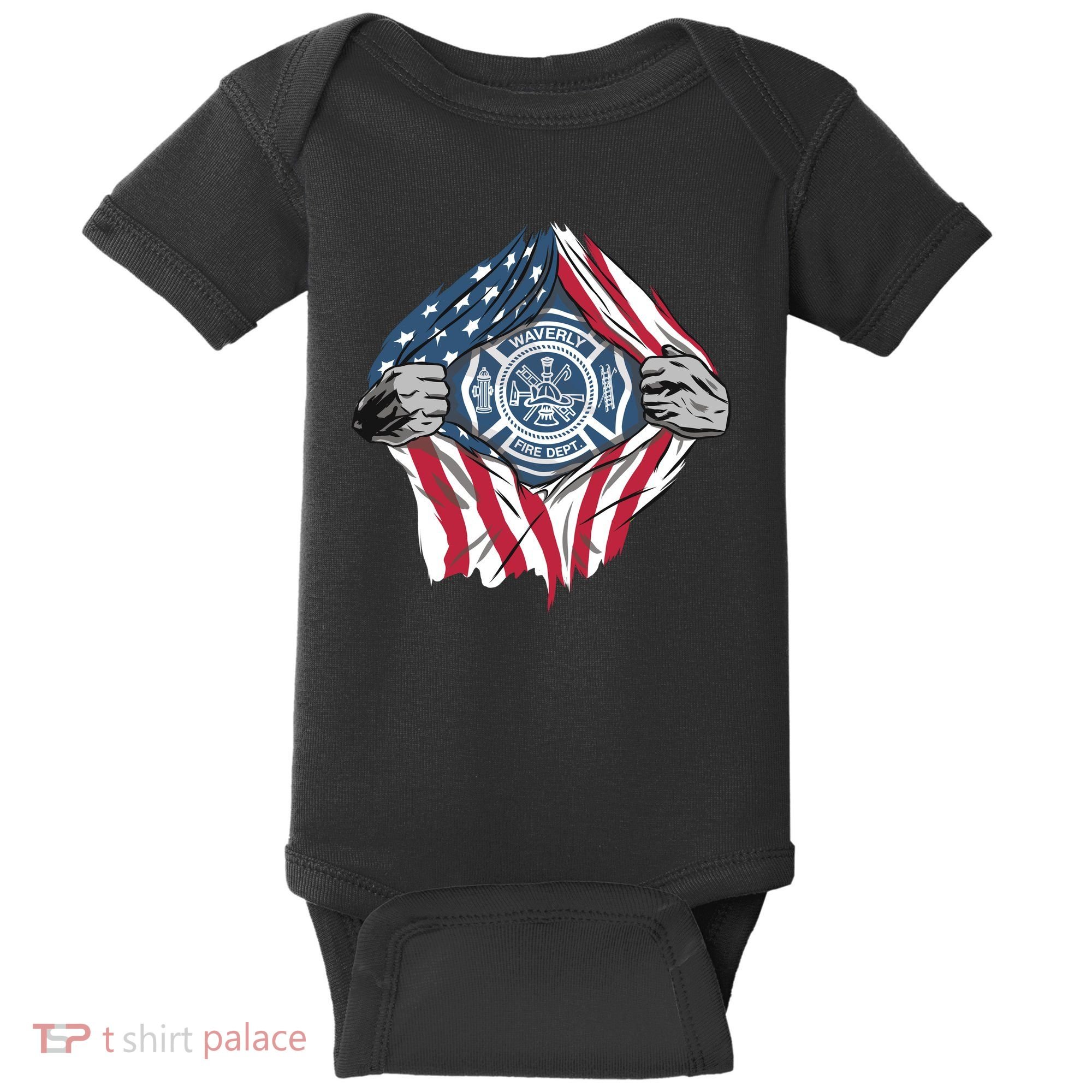 Super Fireman USA Baby Bodysuit