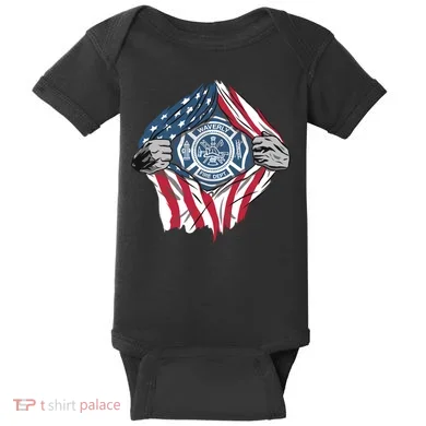 Super Fireman USA Baby Bodysuit