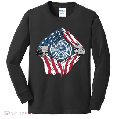 Super Fireman USA Kids Long Sleeve Shirt