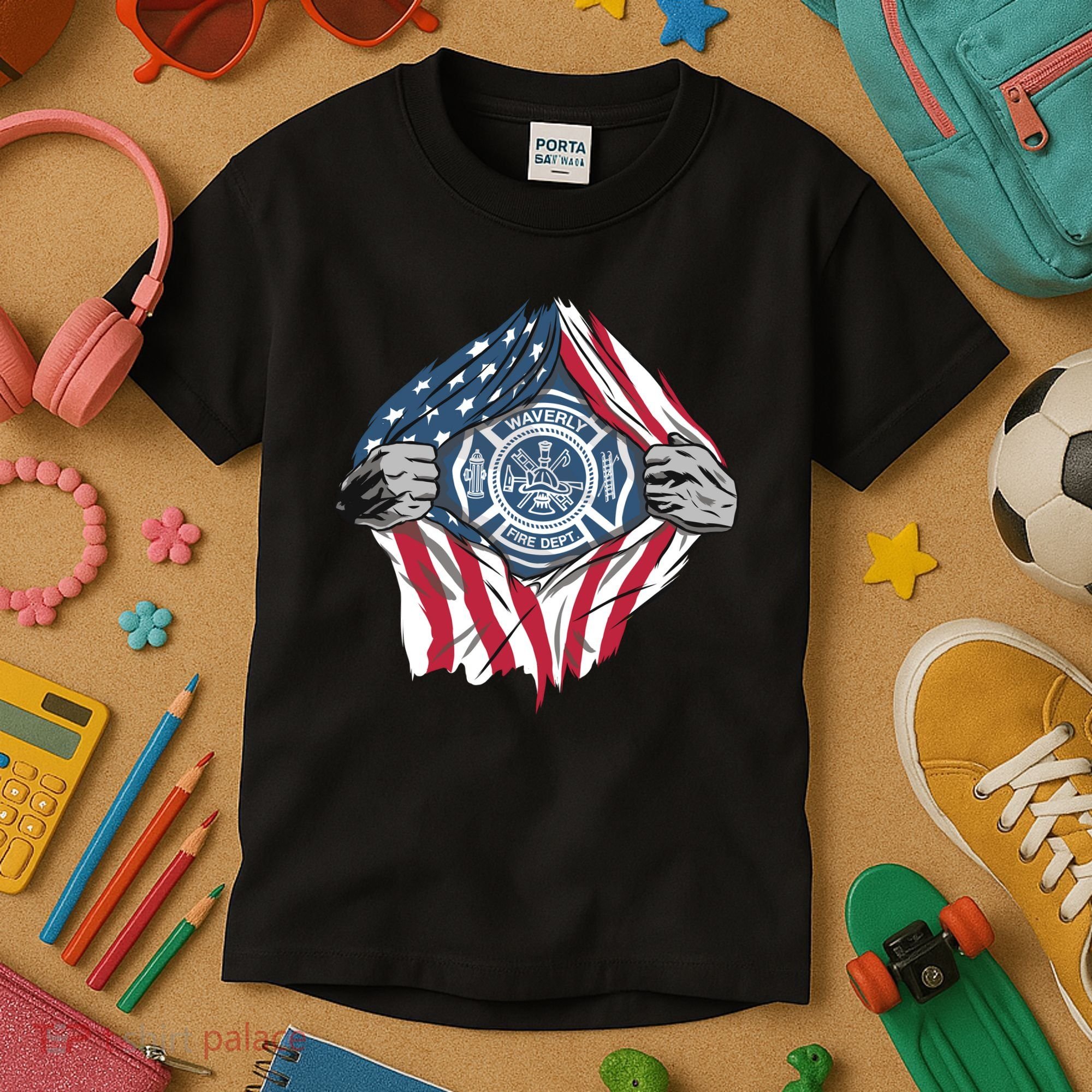 Super Fireman USA Kids T-Shirt