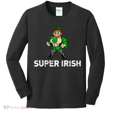 Super Irish Cloverleaf St. Patrick's Day Kids Long Sleeve Shirt