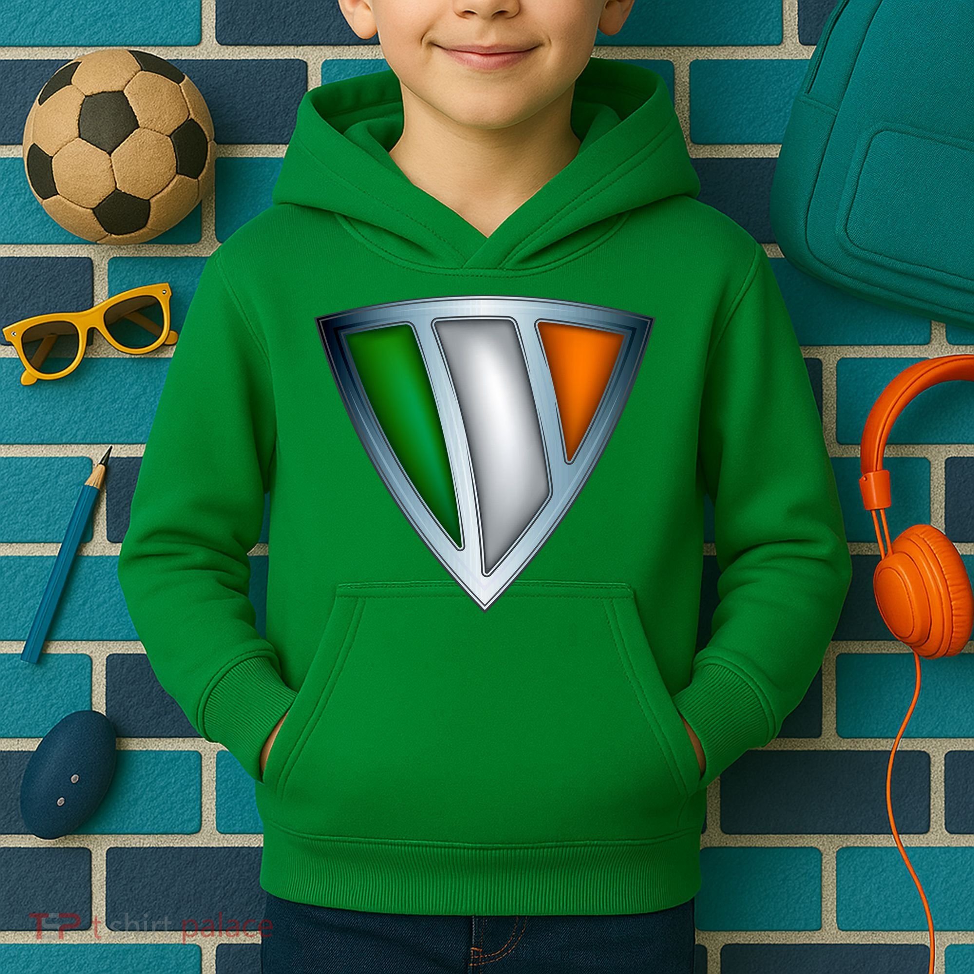 Super Irish Ireland Steel Shield Kids Hoodie