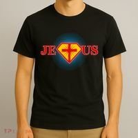 Super Jesus Superhero Comic Logo T-Shirt thumb 3