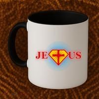 Super Jesus Superhero Comic Logo Coffee Mug thumb 2