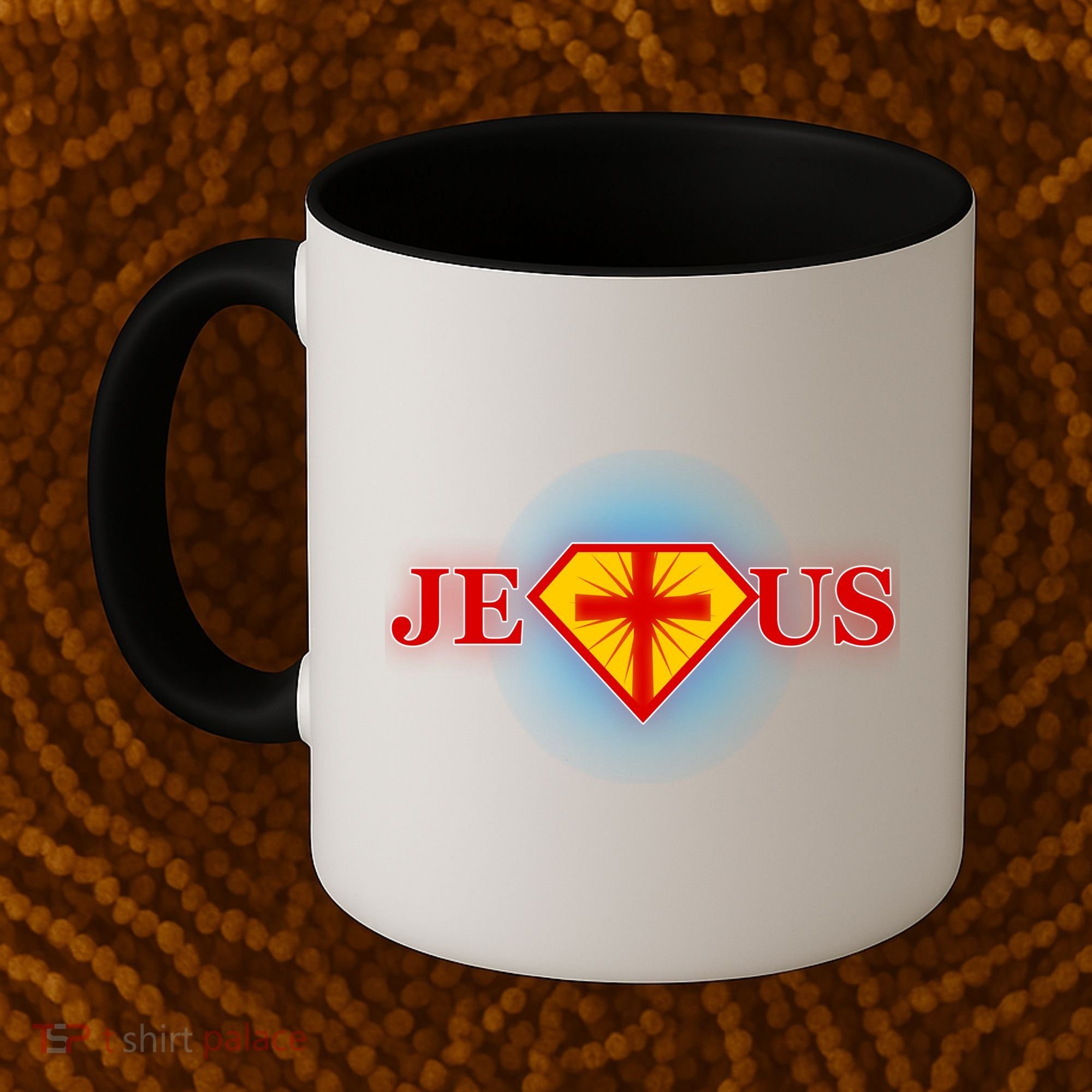 Super Jesus Superhero Comic Logo Coffee Mug