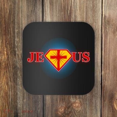 Super Jesus Superhero Comic Logo Coaster